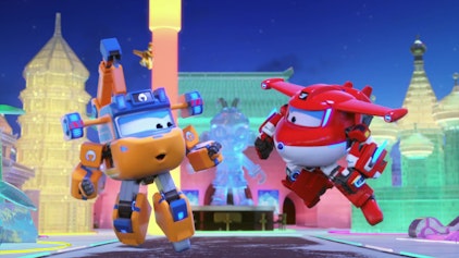 Super Wings Einsatz zwischen Eisskulpturen