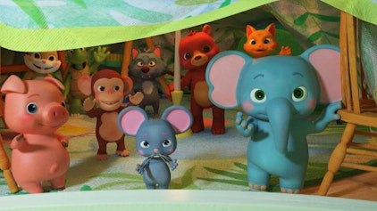 CoComelon Zehn in einem Bett