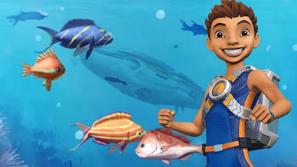 Die Nektons Fang den Fisch