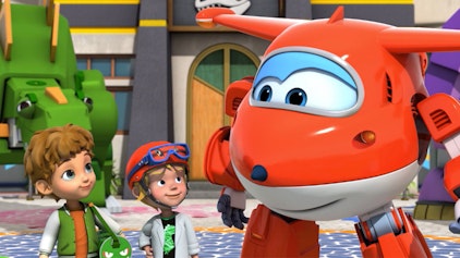 Super Wings Dinos im Regen