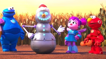 Sesame Street's Mecha Builders Die Schneemann-Vogelscheuche