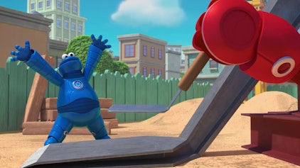 Sesame Street's Mecha Builders Festgeklebt
